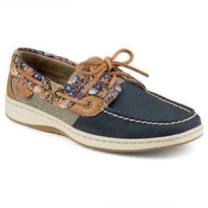 Sperry Bluefish Liberty Floral boat shoe, leather and fabric NWOT